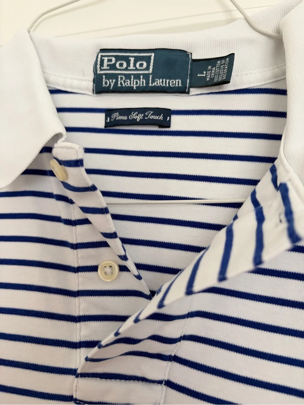 Polo by Ralph Lauren White & Royal Bkue Stripe with Colored Pony